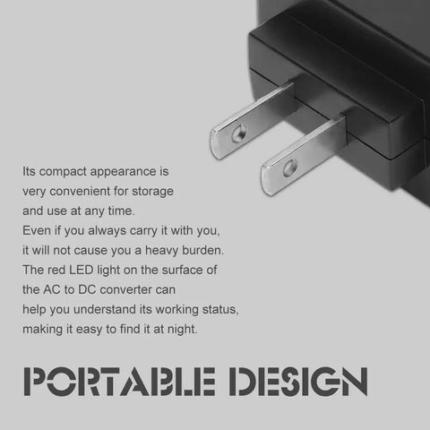 Close-up of Premium No Sweat Car Cigarette Lighter To House Outlet Adapter Ac Dc Power Converter with LED indicator.