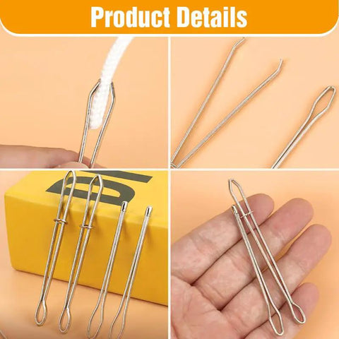 DIY Rope Threader Clip Set For Drawstrings And Elastic Cords With Tweezers 2 Pack Metal Sewing Tool detail view