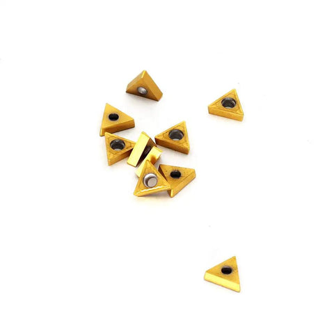 Carbide Turning Inserts TCMT090204 Tin Coated Three Thirty Second Inch Thick One Sixty Fourth Inch Radius Seven Degree Relief
