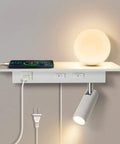 M02 Wall Mounted Reading Light With Romantic Ball Light And USB Port Multifunctional Bedside Wall Sconce Plug In Or Hardwired