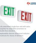 Led Emergency Exit Sign With Double Sided Capability Thermoplastic White Housing Red Letters NiCad Battery Backup