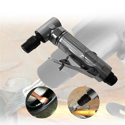 Rough And Ready One Quarter Inch Pneumatic Air Angle Die Grinder Tool Set With 90 Degree Swivel Head for precise cutting and polishing.