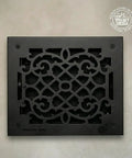 Ornate Victorian Floor Register 10 By 12 Opening Heavy Duty Cast Aluminum Walkable Vent With Adjustable Louver Damper For Airflow Control Black Finish