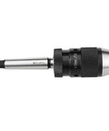 Side view of Keyless Drill Chuck MT2 Morse Taper Mount Three Jaw for Lathe and Milling Machine, Capacity One Thirty Second Inch to One Half Inch