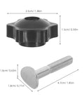 Super Easy Lawn Mower Handle Knobs Plus Bolts Washers Screws For Home Or Small Commercial Yard Machines, black plastic knob and metal bolt.