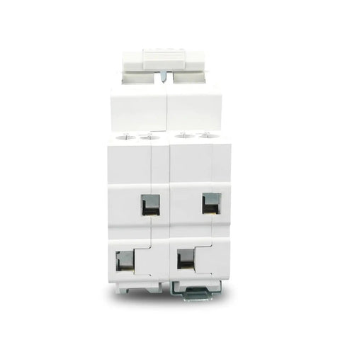 Heavy Duty Circuit Breaker For Foolproof Wiring And Rapid Short Circuit Power Cutoff With Tight Overload Shutoff Guard For Smooth Sailing Electrical Gear Setup, white dual pole unit.
