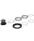Ride Ready Aluminum Bike Headset Combo with Double Sealed Bearings laid out with star nut and parts, CNC machined finish visible.
