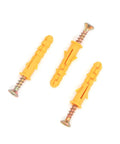 Heavy Duty Drywall Anchor And Screw Kit With 200 Pieces M6x30 Plastic Self Drilling Wall Anchors And Screws No Sweat Install For Shelves TVs Cabinets And Picture Frames, three yellow anchors with screws
