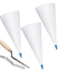 Professional Grade Masonry Mortar Bags 3 Pack Featuring Heavy Duty PVC Body And Rugged Stainless Steel Tips with tucker pointer tools