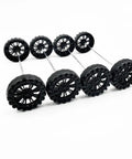 30Pcs Plastic Toy Car Wheels With 2mm Shafts And 15Pcs Round Rod Axles For RC Cars Trucks Robots DIY Model Parts Black, 35mm Diameter