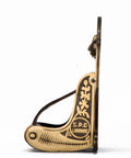 Side view of an Antique Brass Wall Mount Toilet Paper Holder With Lid 6.9 Inch Wide Victorian Style Rust Resistant Solid Brass Bathroom