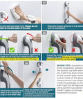 Two Pack Suction Grab Bars For Shower And Bath Removable Heavy Duty Waterproof installation guide with step-by-step instructions.