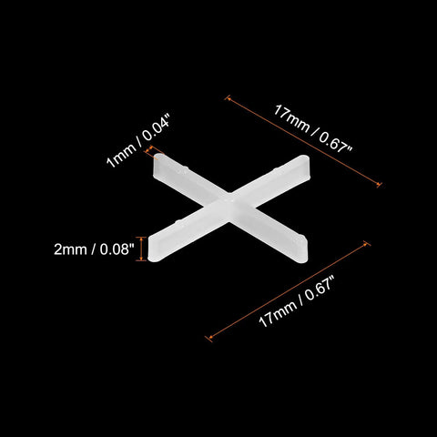 1200 Pcs Cross Shape Tile Spacers 1mm Gap For Ceramic Tile Installation White Durable PP Plastic Tiling Tools Diagram