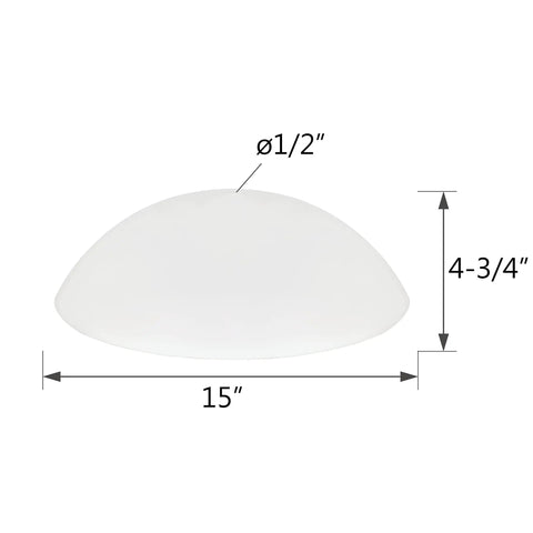 Frosted Glass Shade For Pendant And Flush Mount Lighting, One Half Inch Fitter, Fourteen And Seven Eights Inches Diameter, Four And A Half Inches High