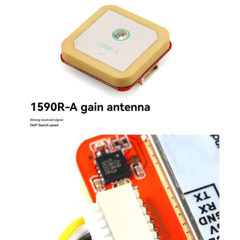 M80 Pro GPS Module With QMC5883 Compass For FPV Racing Drones Long Range Quick Positioning showing 1590R-A antenna