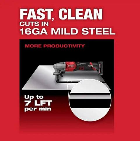 M12 FUEL 16 Gauge Variable Speed Nibbler Tool Only cutting through mild steel with fast, clean cuts up to 7 LFT per min