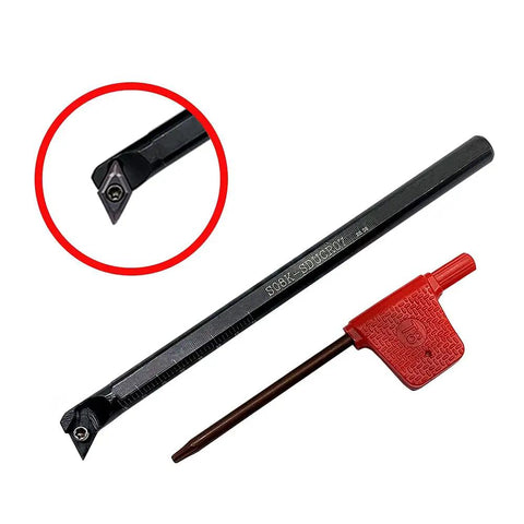 Carbide Turning Inserts And 95 Degree Internal Boring Bar Kit For Steel And Stainless Steel Machining Includes DCMT2(1.5)1 Inserts SDUCR07