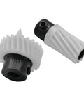 Close-up of plastic gears from 4 Piece Hook Drive Gear Set For Sewing Machines, Plastic Drive Shaft Gear Kit