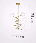 Modern Glass Pendant Lights Matte Gold Finish Six Or Eight Bulb Ceiling Fixtures Smooth Fit Install, 75cm by 55cm size.
