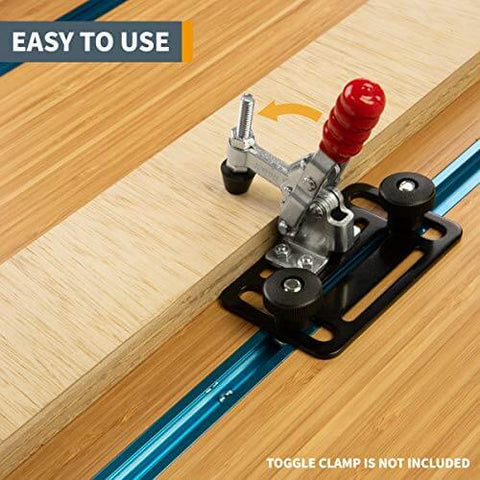 Toggle Clamp Mounting Plate Kit With Round 5/16-18 Knobs And T-Bolts For T-Track Accessories on wooden surface
