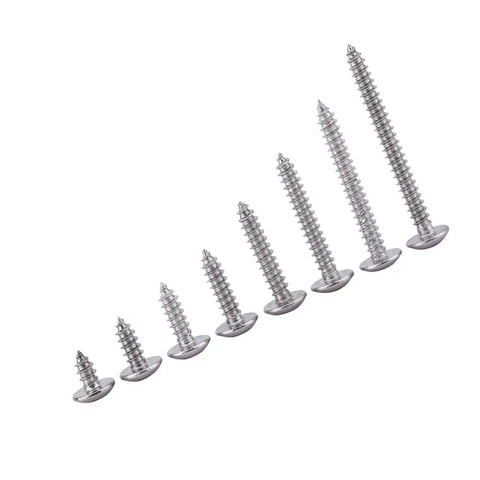M3 Self Tapping Screws Set, 200 Pieces, 304 Stainless Steel, Truss Head, Assortment Kit For Woodworking And Office Appliance Repair displayed