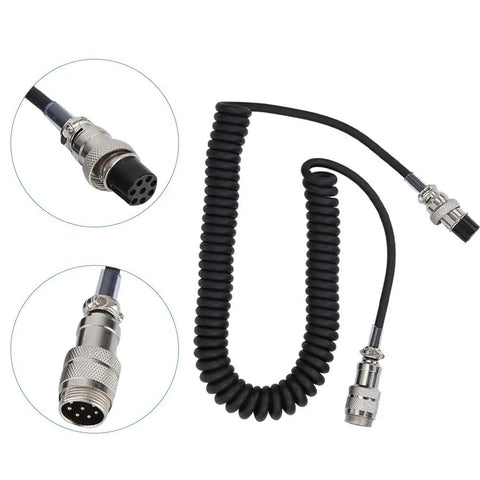 Coiled Extension Cord For Radio Transceivers Thick Thread Male To Female Cable 23.6 Inch Black Lead Flexible Spring Wire Design