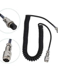 Coiled Extension Cord For Radio Transceivers Thick Thread Male To Female Cable 23.6 Inch Black Lead shown with connectors