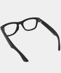 Top Shelf Replacement Temple Screws And Quick Fix Screwdriver Kit For Ray Ban Meta Wayfarer Skyler Headliner Gen Two Plus Oakley Meta Hstn Ai Sunglasses Silver Hardware  black plastic glasses frame with silver hinge.