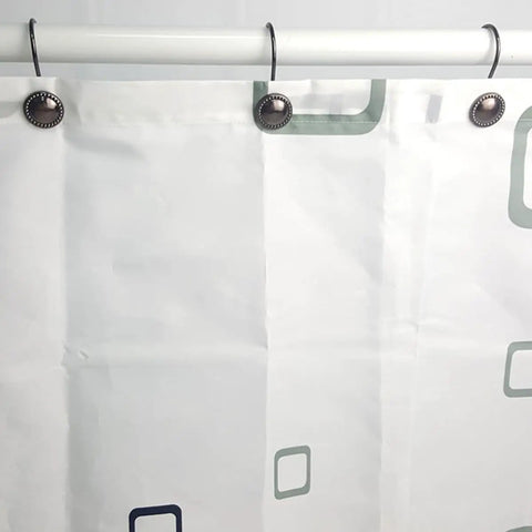 Close-up of 12 Pack Vintage Metal Shower Curtain Hooks With Round Glide Rings For Easy Hanging on bathroom rod