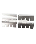 Ten Piece High Carbon Steel Three Hole Carton Sealer Blades Replace Tape Cutter Knives For Semi Auto Dispensers close-up view of blades