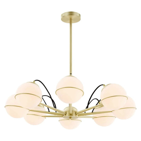 8-Light Chandelier In Opal Gold Ceiling Fixture With Dimmable Glow For Dining Room Living Room Or Kitchen Island E26 Base Bulbs