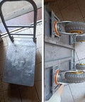 Heavy Duty 200mm Rubber Swivel Casters With Locking Brakes Set Of Four on a utility cart with a sturdy metal frame.