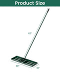 Heavy Duty Lawn Leveling Rake With Ergonomic 67 Inch Handle For Soil And Lawn Care, Wide 30 Inch By 10 Inch Landscape Rake Size Display