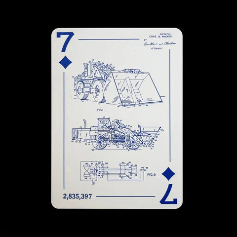 Gearhead Approved Engineering Drawing Playing Cards For Engineers Gift Set with mechanical patent art card featuring machinery designs.