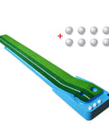 Portable Mini Putting Green Mat With Ball Return System For Home, Office And Backyard, includes 8 balls, two hole options.