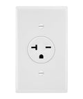 20 Amp Tamper Resistant NEMA 6-20 Wall Receptacle Beefy Commercial Grade Single Outlet 250 VAC UL Listed 2 Pack With White Wall Plate