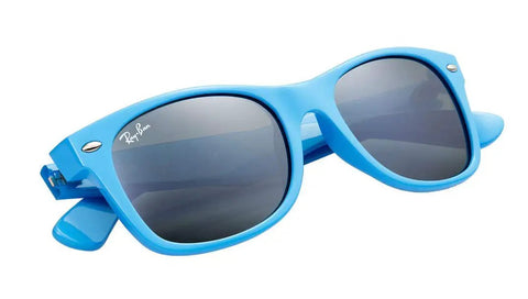 RB2132 75540 Dope New Wayfarer Sunglasses In Light Blue With Silver Mirror Lenses 52mm Eye Size Unisex Everyday Style UVA
