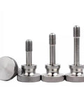 M4 X 12mm Captive Screws With Knurled Thumb Head Stainless Steel, 4 Pack, front view showing varying thread lengths
