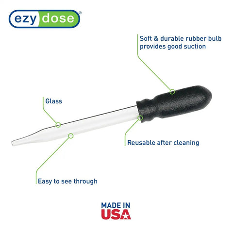 Straight Up Glass Medicine Droppers For Ear And Eye Care, 1 Milliliter Precision Pipettes with rubber bulb for easy suction.