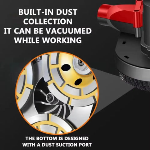 Pro Grade Concrete Floor Polisher Belt Sander Ground Grinder 5580W Motor showing built-in dust collection and suction port.