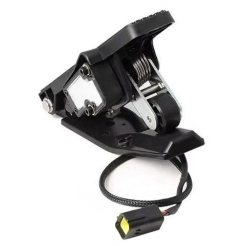 Plug Straight In Hall Effect Accelerator Throttle Pedal With Zero To Five Volt Analog Output For Electric Cars And Golf Carts Delivers Dead Smooth Throttle Response All Week Long, angled view showcasing metal and plastic components.