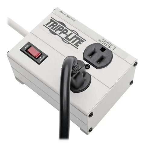 Isobar 2 Outlet Heavy Duty Power Strip Surge Protector With 1410 Joules 6ft Cord Flat Plug All Metal Housing close-up