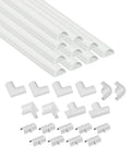 157 Inch Cord Cover Kit Easy Peel And Stick Self Adhesive Wire Hiders Paintable Cable Raceway with 10x 15.7 Inch Lengths and 19 Accessories