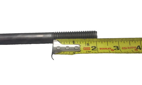 Beefy U-Bolt Kit For Trailer Axles Five Eighths Inch By Four Inch By Eight And A Half Inch With Tie Plates And Nuts, Easy Install For Securing Axles To Two Inch Wide Leaf Springs. black 5/8-inch trailer axle U-bolt measured with tape