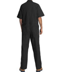 Lightweight Mens Short Sleeve Coveralls And Mechanic Work Jumpsuit Featuring Deep Cargo Pockets Woven From Breezy Summer Twill Cotton Blend For Tough Job Sites And The Daily Grind Low Key Comfy Shop Romper, back view.