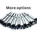 Rock Solid 5 Piece Forstner Drill Bit Set Packing Tungsten Carbide Tips, various sizes from 15 to 35 mm, ideal for clean wood hole cuts