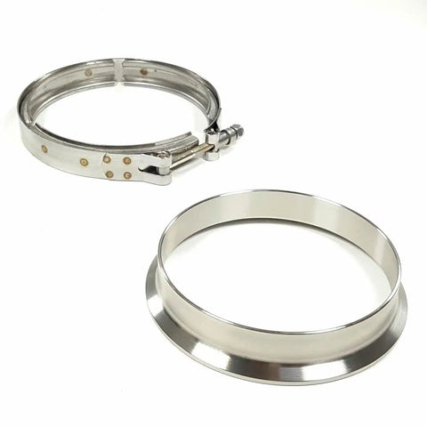 5 Inch Exhaust V Band Flange Clamp Kit For S400 Series Turbos SXE S475 S480 S463 S467 SX Turbo With T6 Flange Beveled Face