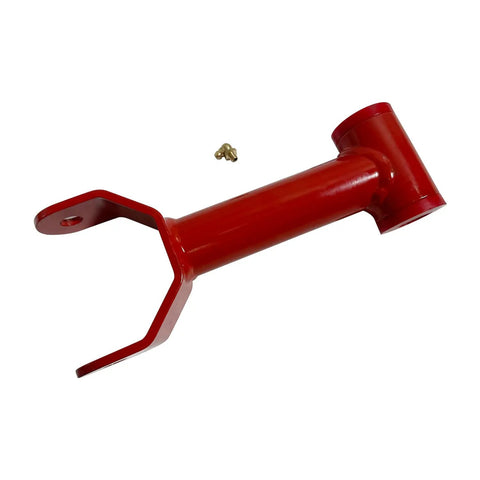 Non Adjustable Rear Upper And Lower Control Arms With Adjustable Panhard Bar Performance Kit For 2005 2014 Ford Mustang 2 Door Coupe Red Designed For Enhanced Rear Stability And Handling On Street And Track. Red steel adjustable Panhard bar with mounting bracket