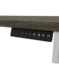 L Shaped Electric Standing Desk Adjustable Height Commercial Workstation control panel with lift settings under melamine finish top.