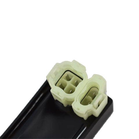 Close-up of Honda 300 Fourtrax CDI Ignition Coil Replacement Box connectors for 1988-1993 ATVs, showing dual plug design.